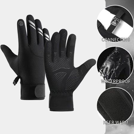 Vinterhandsker til mænd, skridsikre handsker til koldt vejr, touch screen vind- og vandtætte handsker til kvinder, velegnet til udendørs cykling og 