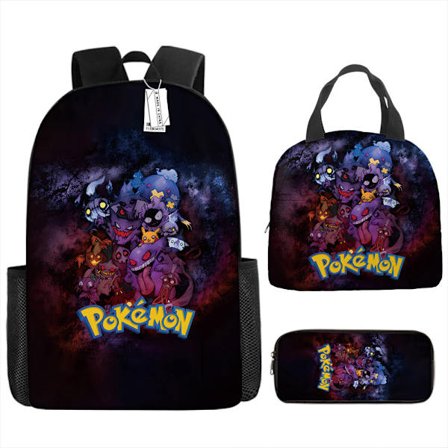 2025 Seneste Model Pokémon rygsæksæt inkluderer en skoletaske, madkasse og penalhus