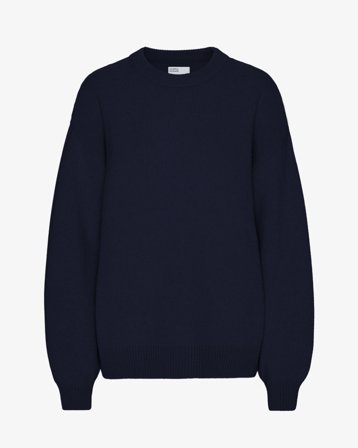 Oversized Merino Wool Crew - Navy Blue L