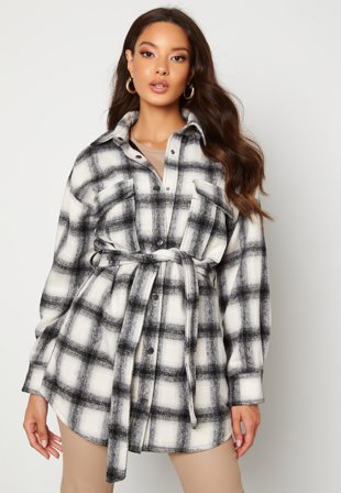 BUBBLEROOM Sonya Shirt Jacket White / Black / Checked Klær