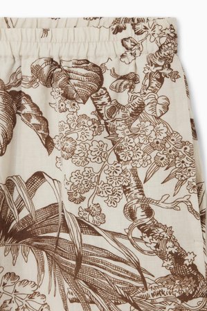 COS Women's Botanical-Print Linen Shorts in White