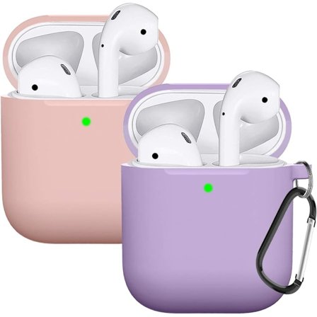 Yhteensopiva AirPods -kotelon suojus silikonista Apple Airpod -kotelolle 2&1 (2 kpl) (Pinkki-Turkoosi)