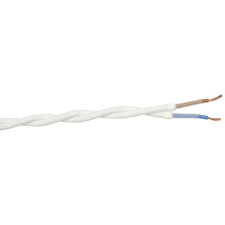 Gelia 4070910171 Tekstilkabel SKK, 2X0,75 tvunnet, 25 m Hvit, Stikkontakter & kabler