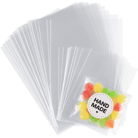 200 stykker klare cellofanposer Transparent Candy Pouch Opp plastikposer