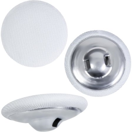 20 stk (15 mm, hvit) Stoffkledde runde knapper med metalløye for jakke, kåpe, bluse, jeans, kjole, dresser, brudekjoler, syknapper