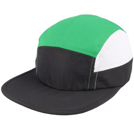 Kumo - Zwart 5panel Cap - Sport Green/Black/White 5-panel @ Hatstore