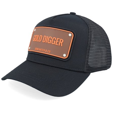 John Hatter & Co - Schwarz trucker Cap - Gold Digger Black A-frame Trucker @ Hatstore