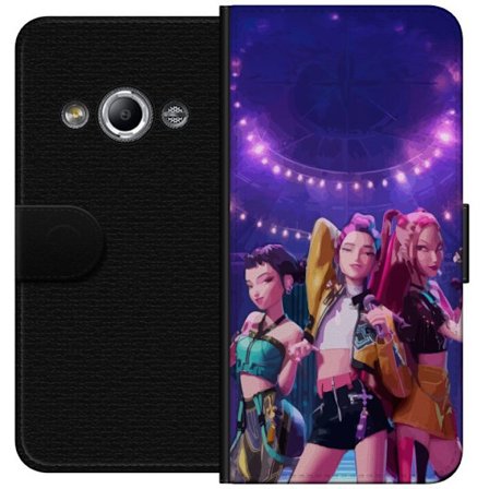 Kompatibel Tegnebogsetui til Samsung Galaxy Xcover 3 Animert poptrio på scenen med mikrofoner, lys og farverig koncertmiljø, moderne musiktema