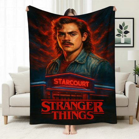 Stranger Things 5 Fleecefodrad Varm Filt, Stranger Things-tema Filt för Tupplurar, Flanellfilt, Specialtillverkad