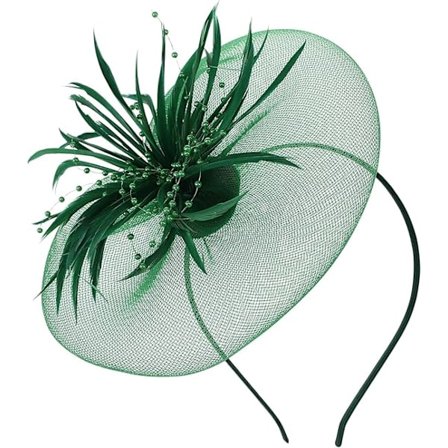 Fascinator Hatt Elegant Blomst Fjær Nett Derby Teselskap Hatter Hodeplagg Elegant Cocktail Bryllup Hårbånd Grønn