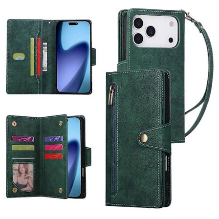 Compatible with iPhone 17 Pro Max Magnetic Leather Wallet Card Holder