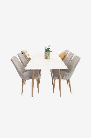 Venture Home - Matgrupp Polar med 6st matstolar Leone - Vit - Matgrupp 6 personer - Från Homeroom