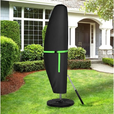 Parasolovertræk, 420D Oxford Fritstående Parasolovertræk 280L x 81B til Forskudt Stang Haveparaply, Sort