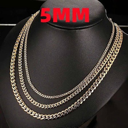 HNSP Rostfritt Stål Kedja För Män Halsband Guld Silver Färg Kubanska Kedjor Manlig Hals (Guld(.155),50cm(.155))