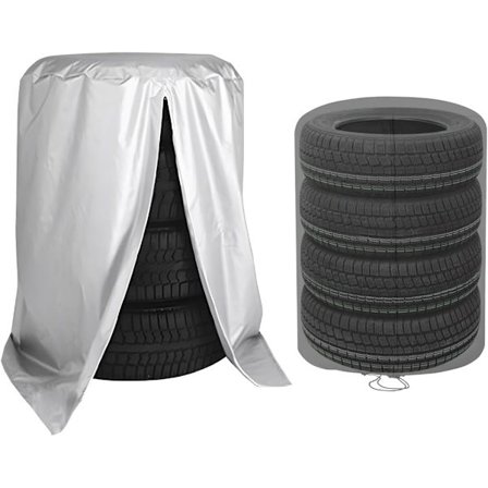 Dekklagringsdeksel, Universelt Deksel for 4 Dekk, Bil Reservedekk Dekklagringspose Beskyttelse (Sølv)