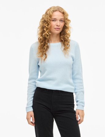 Vila Vidalo O-Neck L/S Knit Top- Noos - Blue - XL