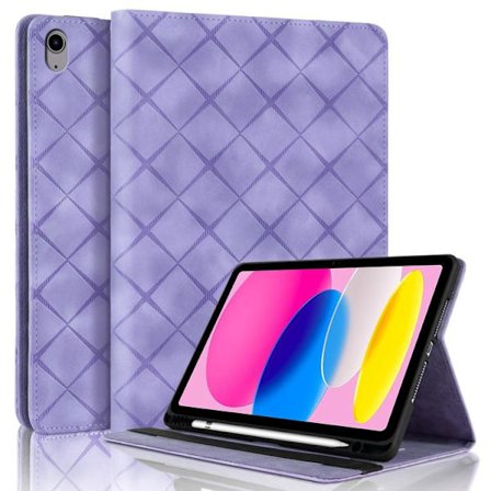 iPad 11 11th Gen / 10.9 10th Gen 2022/2025 Rhombus Prägad Skal Läder Fodral