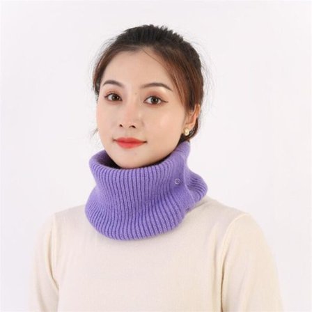 Stickad Fake Collar Scarf LILA