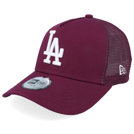 New Era - MLB Rouge trucker Casquette - Kids Los Angeles Dodgers League Essential Burgundy A-Frame Trucker @ Hatstore