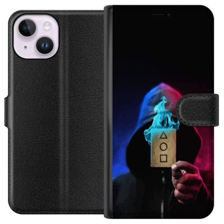 Kompatibelt Plånboksfodral till Apple Apple iPhone 15 Squid Game Netflix affisch koreansk överlevnadsdrama serie mask huva kort retro fanart design