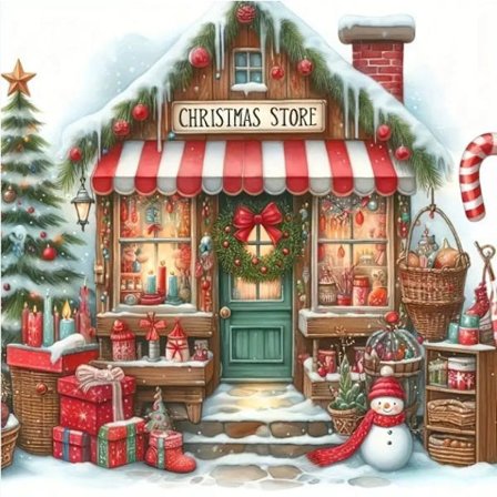 30×30cm Timanttimaalaus Pyöreä Timantti Jouluaihe DIY Askartelusetti - YL-100618