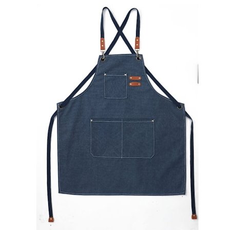 (Marineblå) Herre Kokkeforkle Canvas Forkle med 3 Lommer Vanntett og Justerbar Forkle for Grilling, Restaurant, Hage, Snekker, 78 * 68cm