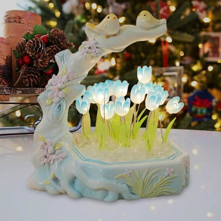 Blomsterfugle Tulipan Lampe, Tulipan Bordlamper med 16 Blomster, Soveværelse Sengebord Bord Blomsterlampe Dekoration til Piger Veninder, Fødselsdag