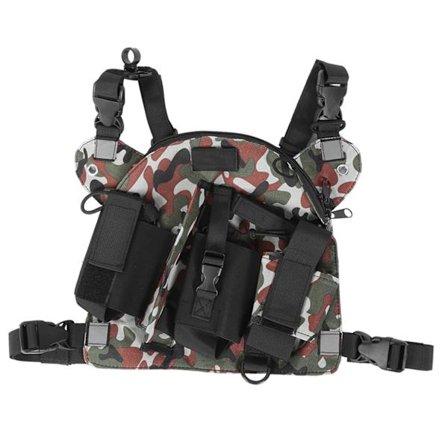Walkie Talkie Bryst Front Pack Pouch Taktikk Utendørs Vest Rig Bæreveske Oppbevaringspose Jungel Kamuflasje
