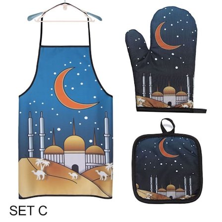 3 stk Ramadan Kareem Forkle Eid Mubarak Baking Varmebestandige Hansker Pute