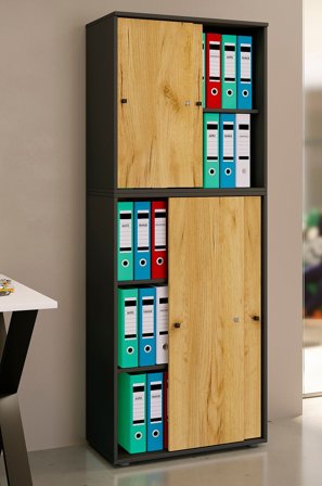 VCM - Kontorskab Lona Xxl med skydedøre - Flerfarvet - Hylder & opbevaring - Fra Homeroom