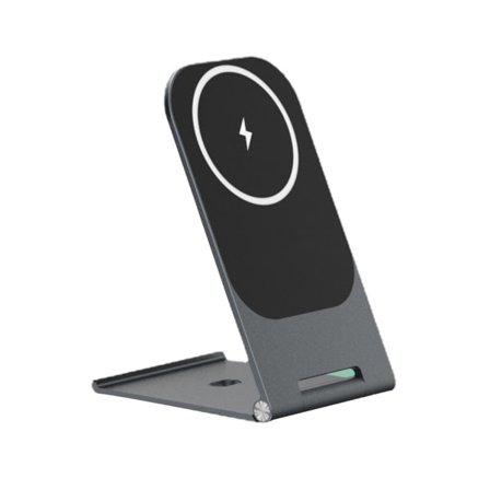 Aluminium 15W Trådløs Oplader Skrivebordsstation Trådløs Oplader Stativholder til Telefon 12 13 Pro Max Telefonoplader Sort
