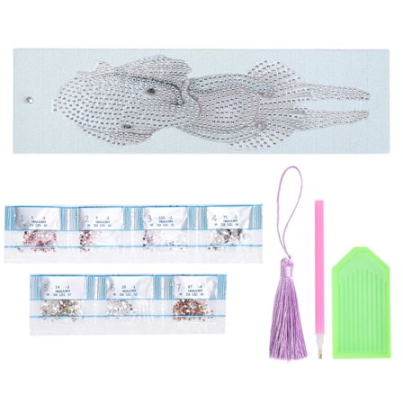 DIY Diamantmaleri Bogmærke Kunstig Læder Kvast Sidemarkør til Hjemmet Kontor Skole (Kalveelefant)