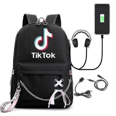 New Luminous Ub Rechargeable Backpack Tiktok Backpack Tiktok Ribbon Student Schoolbag