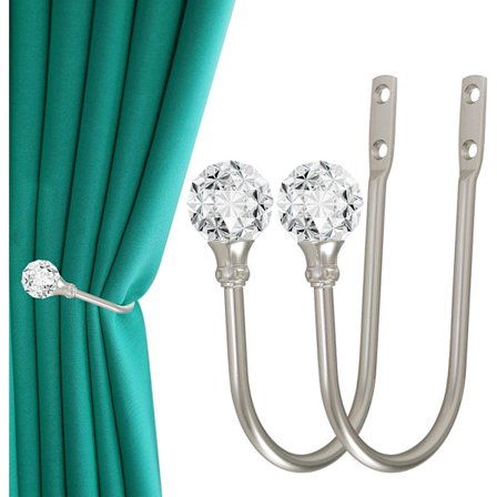 2 stk Veggmontert Gardinholder, Sinklegering U-Formet Krystall