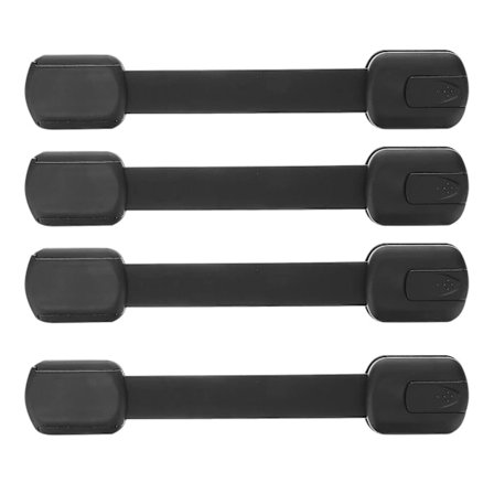 [CA] 4 stk. barnesikringsremmer Lås Babysikkerhetsskap Lås Babyskuffe Sperrer Svart 18,5X3,4cm