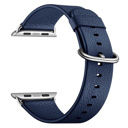 Apple Watch Series 5 40mm litchi klockarmband i äkta läder - Blå