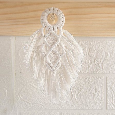 Makramee-ovenkahvan keinu, seinälle ripustettava koristeellinen värikäs boho-sisustukseen, juhlatarvikkeet, boho-koriste vauvakutsuihin, 17 cm