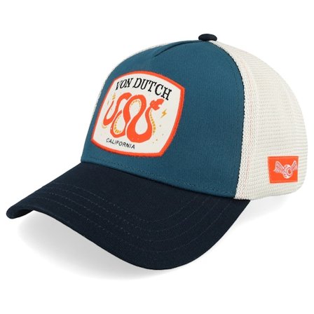 Von Dutch - Blå trucker Kasket - Patch White/Blue/Black A-Frame Trucker @ Hatstore