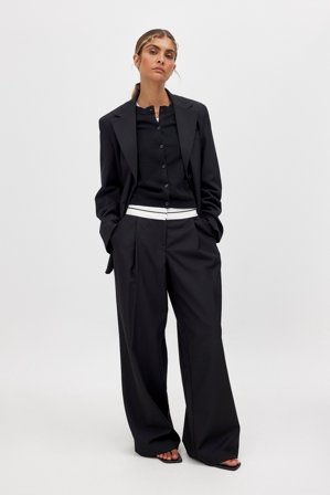 NA-KD Detailed Low Waist Wide Leg Pants - Pantalon taille basse - Noir - EU 32