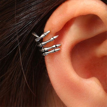 Dødninghode Hånd Øredobber Gotisk Punk Øredobb Klips Ikke-piercet Dame Smykker