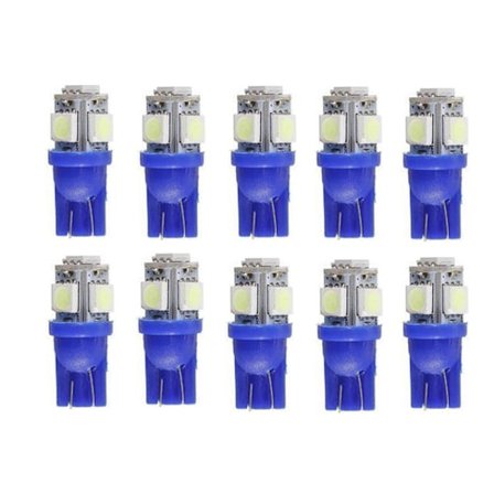 T10 w5w LED-lampor med 5 st isblå 5050SMD chip, 12V DC, 10-pack.