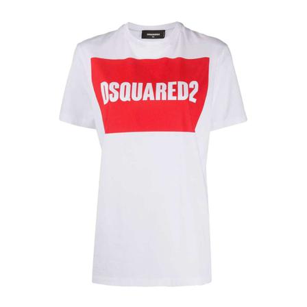 Dsquared2 Boxed Logo Cotton T-Shirt Hvid, Dame T-shirts