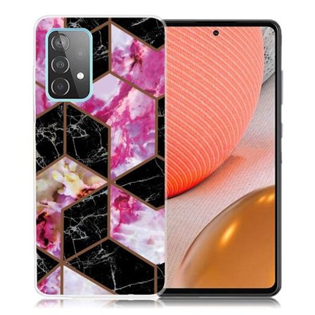 Marmormotiv Samsung Galaxy A72 5G skal - Svart Och Rosa Marmor