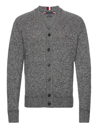 Multi Htr Merino Cardigan Strikkegenser Cardigan Grå Tommy Hilfiger*Betinget Tilbud