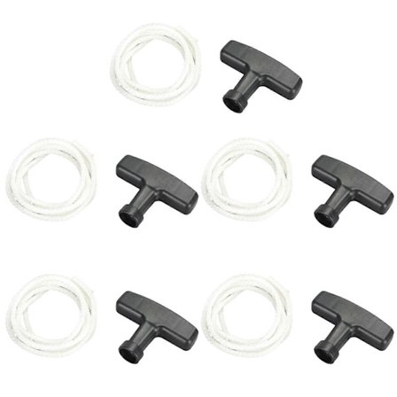 5 stk. træksnore til plæneklipper 125 cm hvidt håndtag trækkraftstarter med sorte håndtag til plæneklipper benzin generator