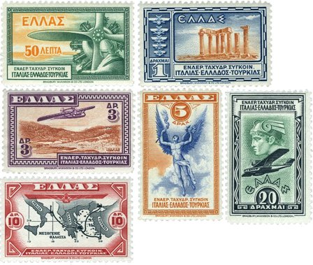 Grækenland - YT luftpost 8-13 - Postfrisk