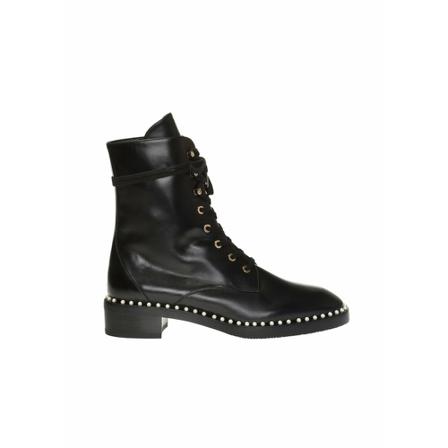 Stuart Weitzman, Sondra lace-up heeled ankle boots Zwart, Dames, Maat:40 EU,rubber