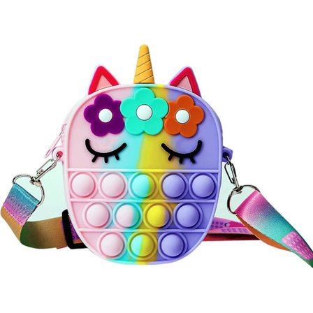 Pop Purse Fidget Toys Crossbody Handväska för Flickor, Push Bubble Sensory Axelväska, Fidget Pop Bubble Axelväska Silikon Push Bubble Väska Lindra S
