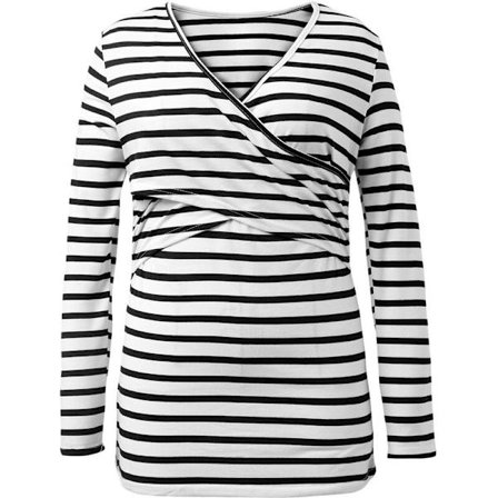 Kvinnors Amningströjor Långärmad Toppar Casual Randig Blus Toppar Skjorta för Gravid Vit S