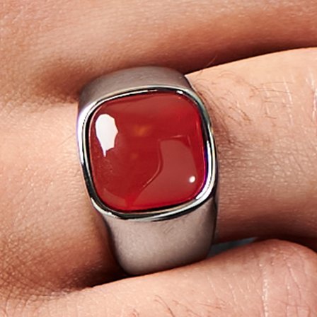 Len Red Onyx Gravel Ring for Men - Rings with stones